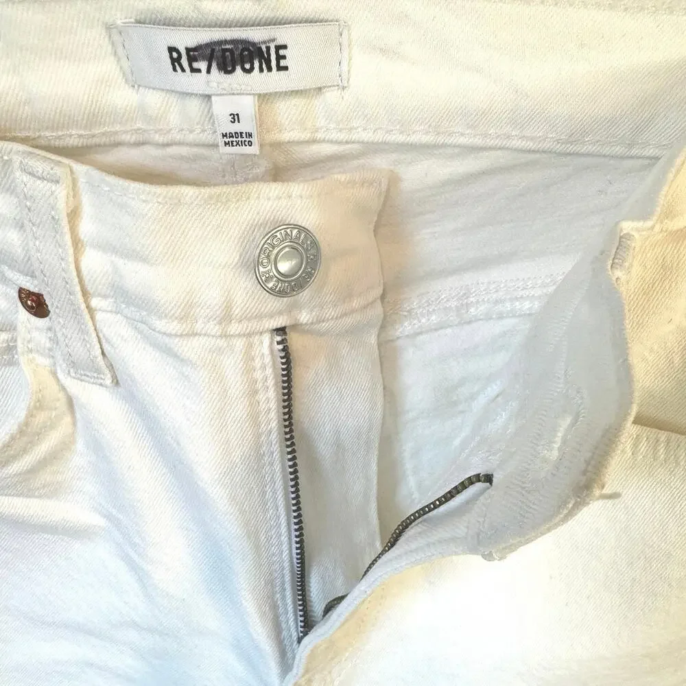 RE/DONE NWT 70s Crop Boot Jeans White Denim Size 31 High Rise Recycled Levi’s